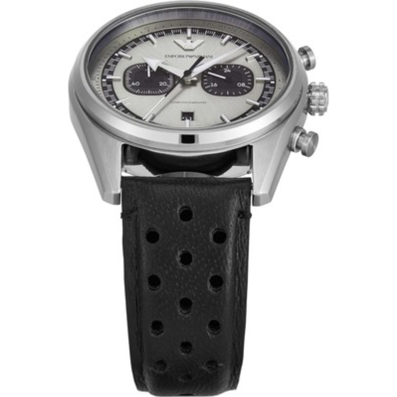 Emporio Armani Chronograph Black Leather Watch